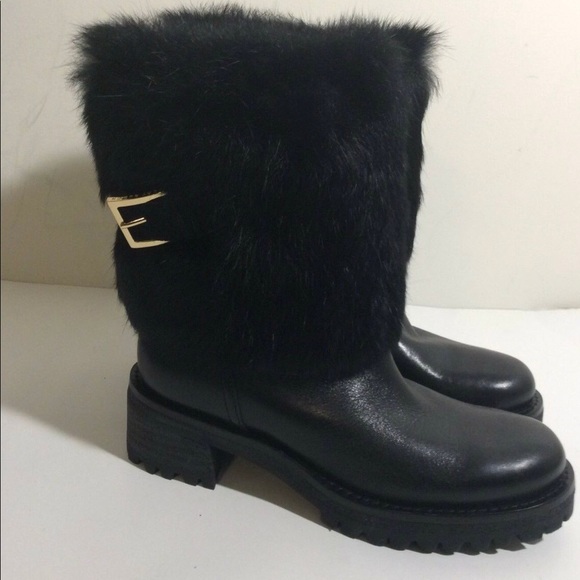 ❣️HP❣️Tory Burch fur cuff black moto boot - Picture 3 of 9